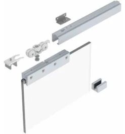 HELM Schiebesyst.73 80kg 1700mm Edelstahleffekt GLT 8/10mm Kompletts.