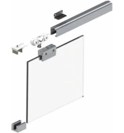 HELM Schiebesyst.73 50kg 1700mm Edelstahleffekt GLT 8mm Kompletts.710-900mm Dm.