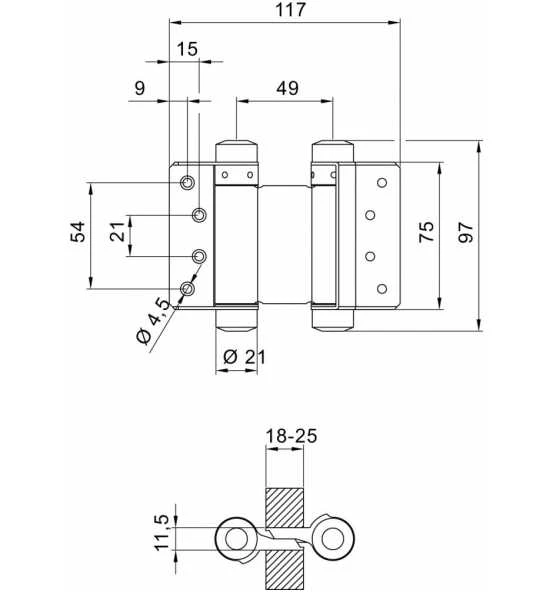 DENI Pendeltürbänder Nr. 39 Stahl Nichtrost. 175 Mm, 1 DENI Pendeltürbänder Nr. 39 Stahl Nichtrost. 175 Mm,