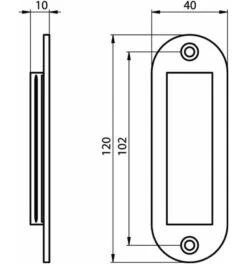 Hermeta Schiebetürmuschel Alu.schwarz Pulv.ov.2xD.5mm L.120mm B.40mm -Abus Geschaft schiebetuermuschel 1536030 czm